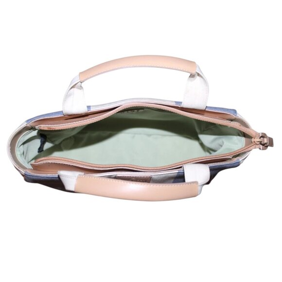 Nine West Blue & White Canvas Handbag Small Nautical Tote Bag Color Block Bag - Picture 4 of 4